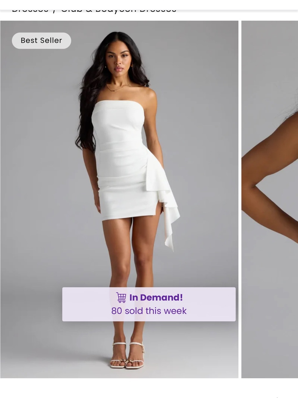 Windsor Strapless White Mini Dress with Side Ruffle